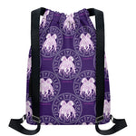 Purple Gemini Zodiac Pattern Print Drawstring Backpack