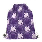 Purple Gemini Zodiac Pattern Print Drawstring Bag