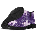 Purple Gemini Zodiac Pattern Print Flat Ankle Boots