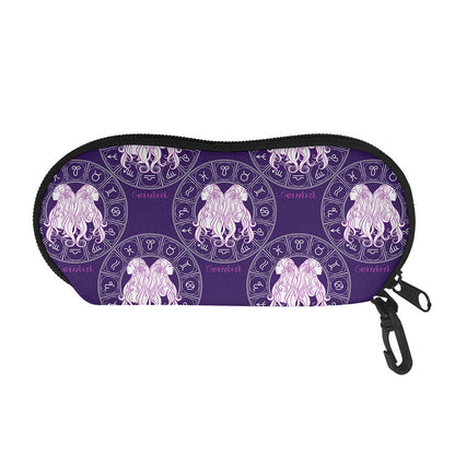 Purple Gemini Zodiac Pattern Print Glasses Case