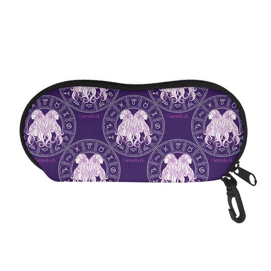 Purple Gemini Zodiac Pattern Print Glasses Case