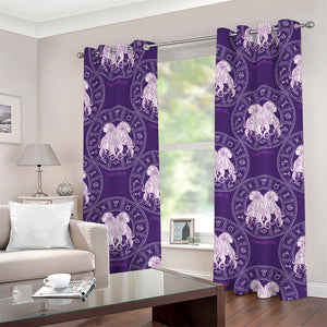 Purple Gemini Zodiac Pattern Print Grommet Curtains