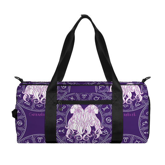 Purple Gemini Zodiac Pattern Print Gym Bag
