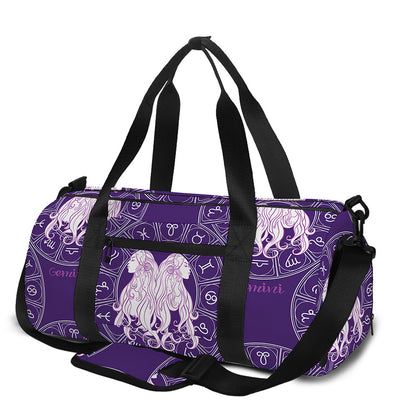 Purple Gemini Zodiac Pattern Print Gym Bag