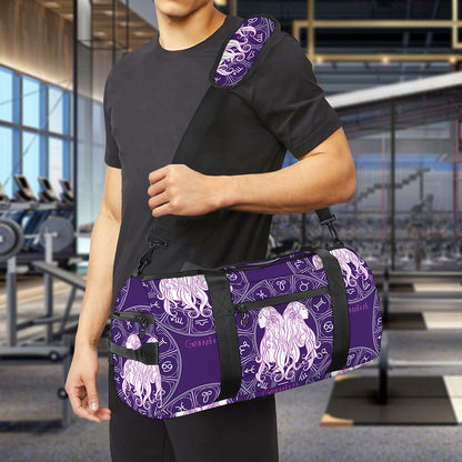 Purple Gemini Zodiac Pattern Print Gym Bag