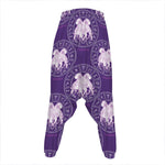Purple Gemini Zodiac Pattern Print Hammer Pants