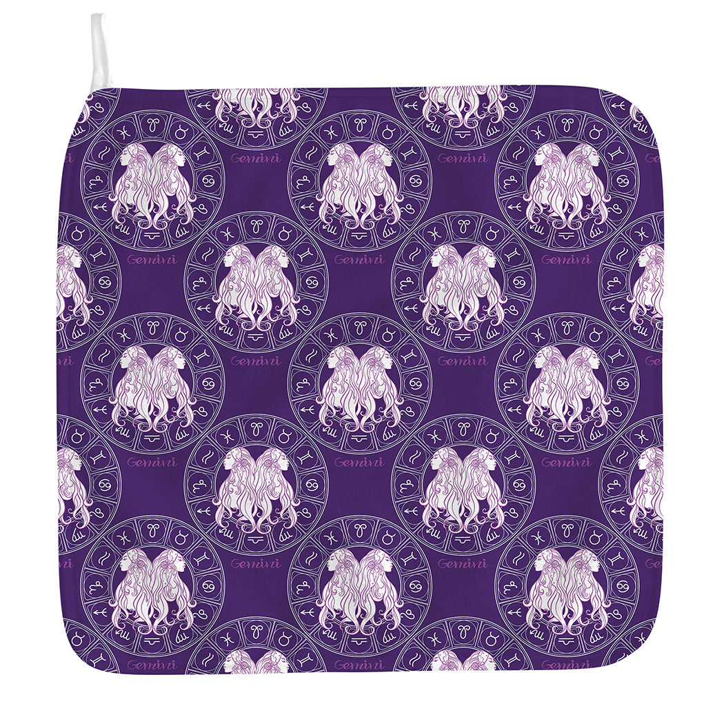 Purple Gemini Zodiac Pattern Print Hand Towel