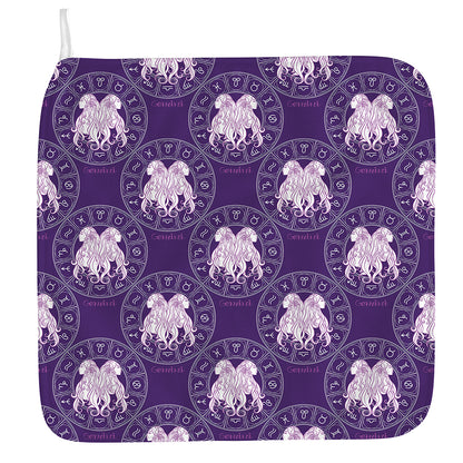Purple Gemini Zodiac Pattern Print Hand Towel