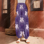 Purple Gemini Zodiac Pattern Print Harem Pants