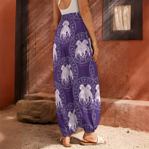 Purple Gemini Zodiac Pattern Print Harem Pants