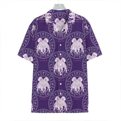 Purple Gemini Zodiac Pattern Print Hawaiian Shirt