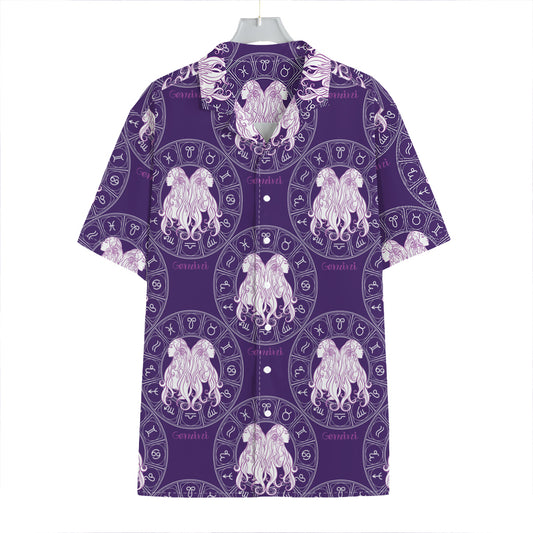 Purple Gemini Zodiac Pattern Print Hawaiian Shirt