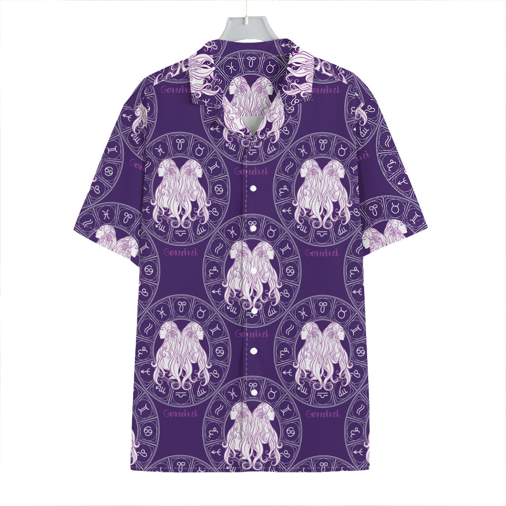 Purple Gemini Zodiac Pattern Print Hawaiian Shirt