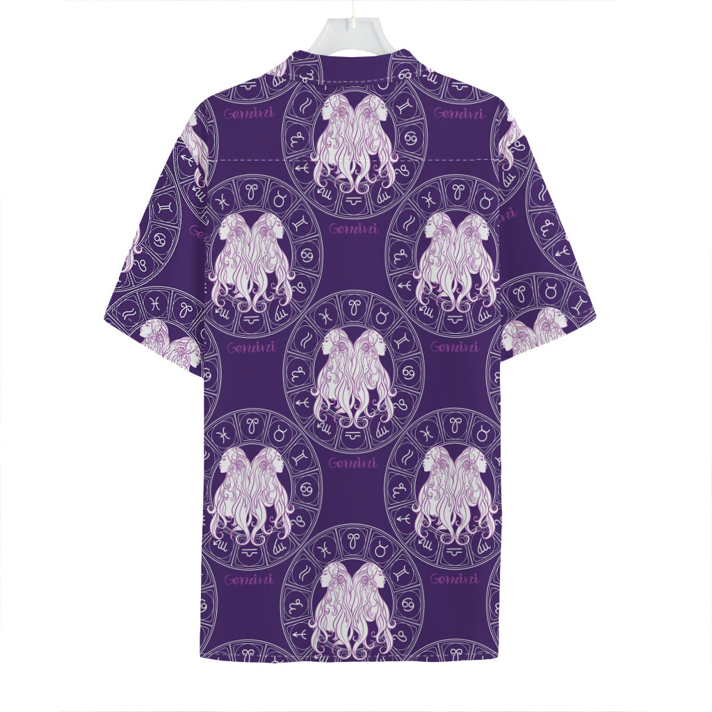 Purple Gemini Zodiac Pattern Print Hawaiian Shirt