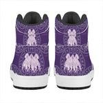 Purple Gemini Zodiac Pattern Print High Top Leather Sneakers