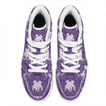 Purple Gemini Zodiac Pattern Print High Top Leather Sneakers