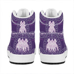 Purple Gemini Zodiac Pattern Print High Top Leather Sneakers