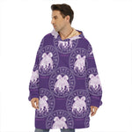 Purple Gemini Zodiac Pattern Print Hoodie Blanket