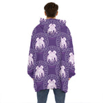 Purple Gemini Zodiac Pattern Print Hoodie Blanket
