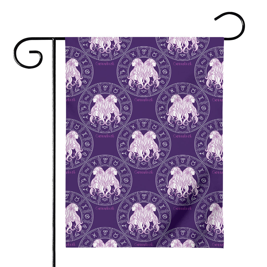 Purple Gemini Zodiac Pattern Print House Flag