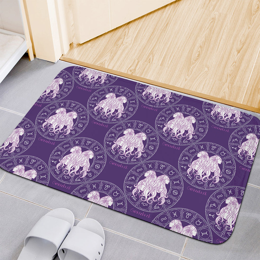 Purple Gemini Zodiac Pattern Print Indoor Door Mat
