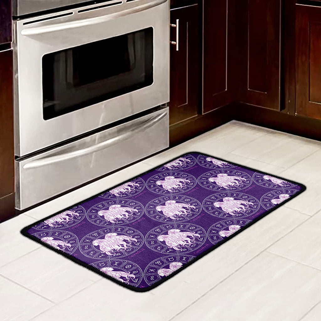 Purple Gemini Zodiac Pattern Print Kitchen Mat