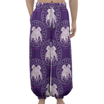 Purple Gemini Zodiac Pattern Print Lantern Pants