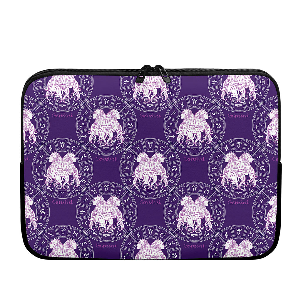 Purple Gemini Zodiac Pattern Print Laptop Sleeve
