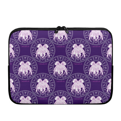 Purple Gemini Zodiac Pattern Print Laptop Sleeve