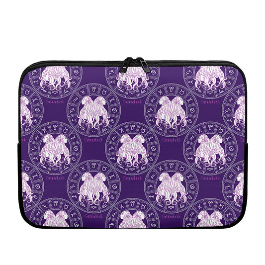 Purple Gemini Zodiac Pattern Print Laptop Sleeve