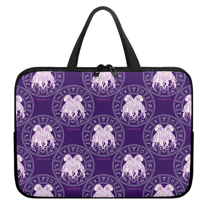Purple Gemini Zodiac Pattern Print Laptop Sleeve With Handle