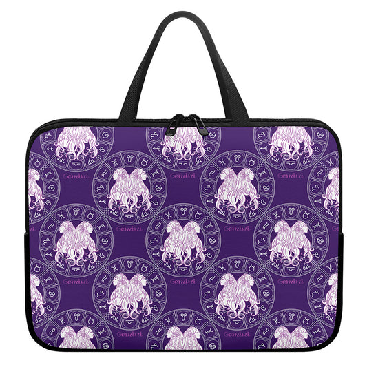 Purple Gemini Zodiac Pattern Print Laptop Sleeve With Handle