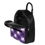 Purple Gemini Zodiac Pattern Print Leather Backpack