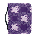Purple Gemini Zodiac Pattern Print Leather Bible Cover