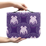 Purple Gemini Zodiac Pattern Print Leather Bible Cover