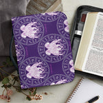Purple Gemini Zodiac Pattern Print Leather Bible Cover