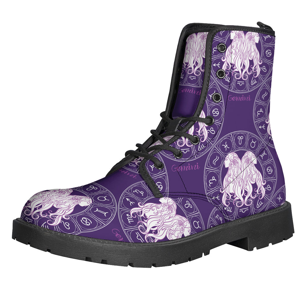 Purple Gemini Zodiac Pattern Print Backpack