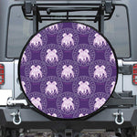 Purple Gemini Zodiac Pattern Print Leather Spare Tire Cover