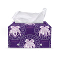Purple Gemini Zodiac Pattern Print Leather Tissue Box Cover
