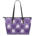 Purple Gemini Zodiac Pattern Print Leather Tote Bag With Zipper