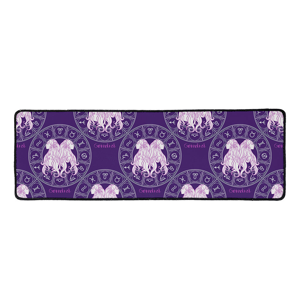 Purple Gemini Zodiac Pattern Print Long Kitchen Mat