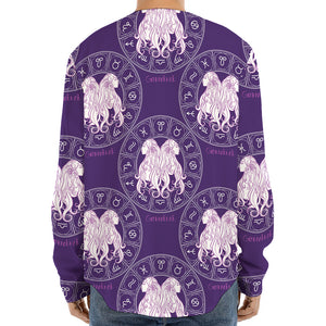 Purple Gemini Zodiac Pattern Print Long Sleeve Baseball Jersey