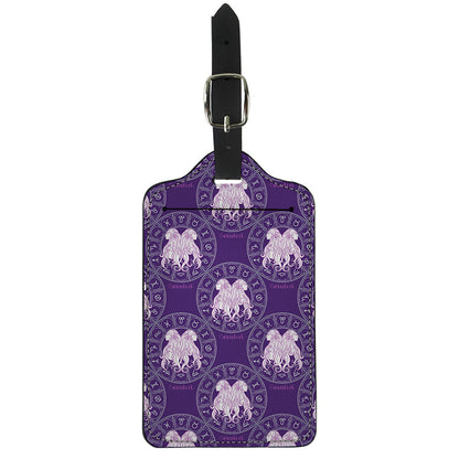 Purple Gemini Zodiac Pattern Print Luggage Tag