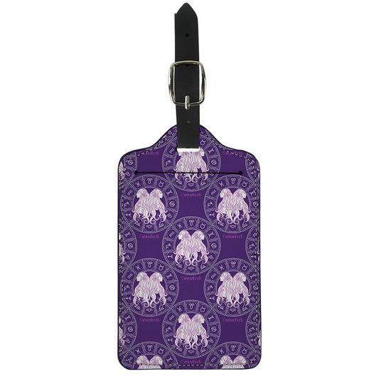 Purple Gemini Zodiac Pattern Print Luggage Tag