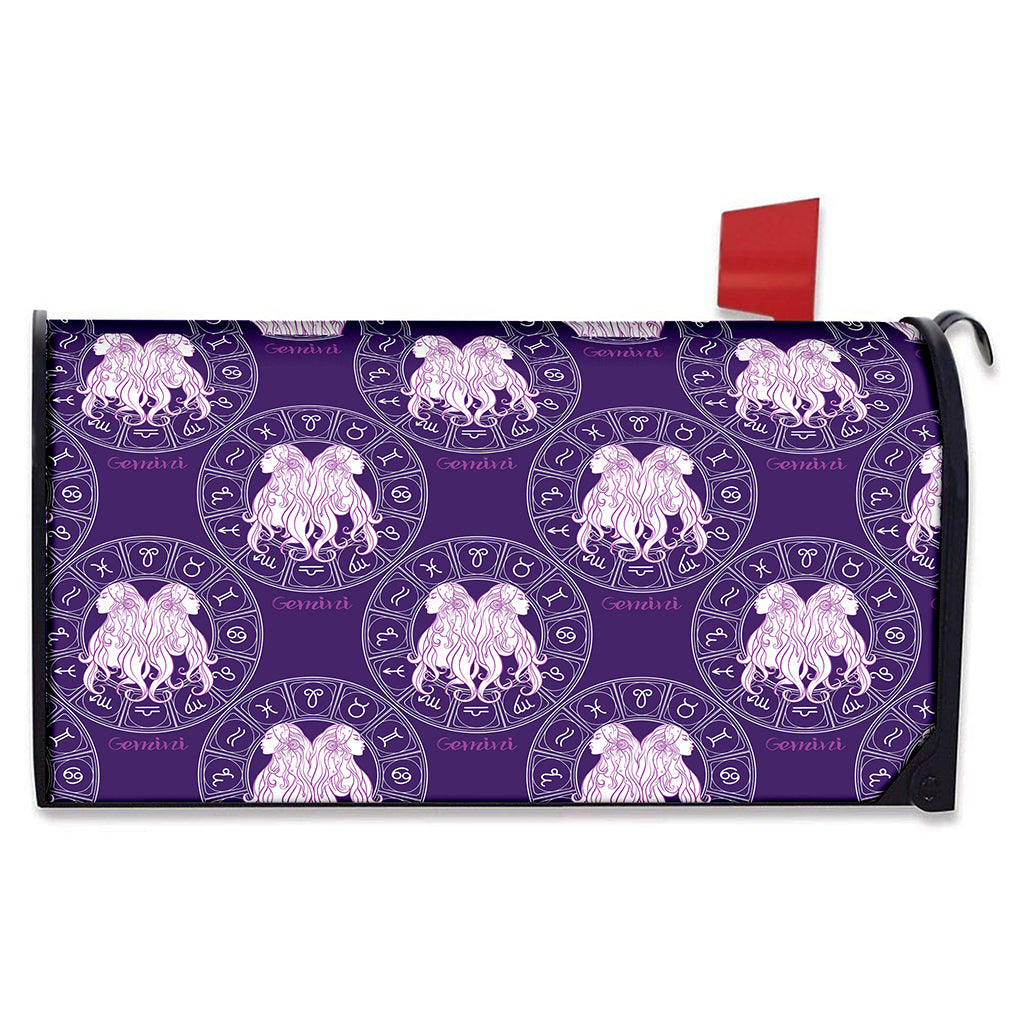 Purple Gemini Zodiac Pattern Print Mailbox Cover