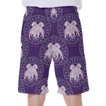 Purple Gemini Zodiac Pattern Print Men's Beach Shorts