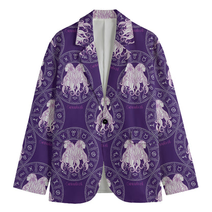 Purple Gemini Zodiac Pattern Print Men's Blazer