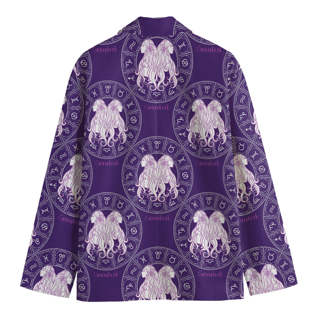 Purple Gemini Zodiac Pattern Print Men's Blazer