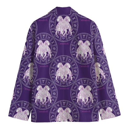 Purple Gemini Zodiac Pattern Print Men's Blazer