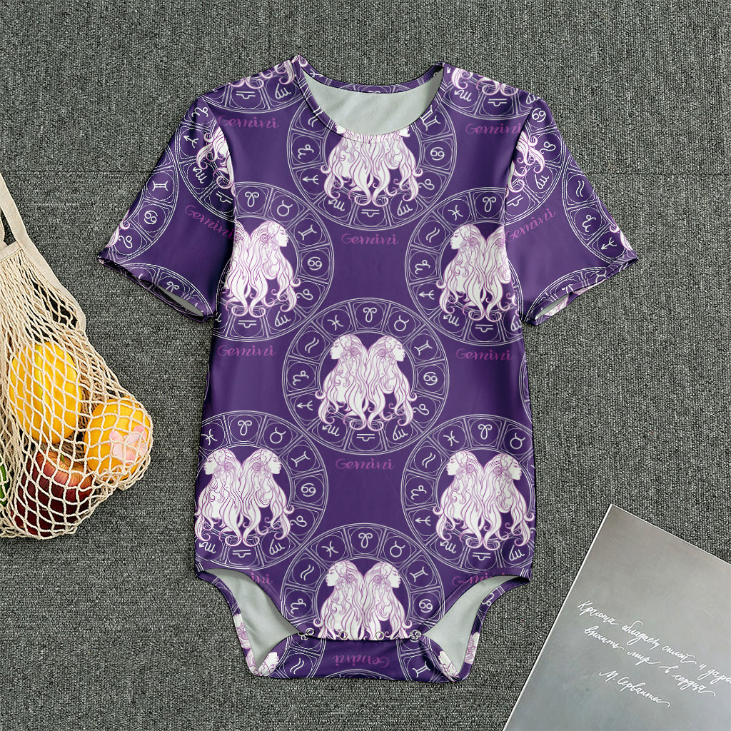 Purple Gemini Zodiac Pattern Print Men's Bodysuit